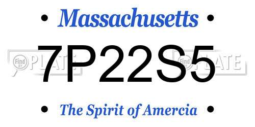 7P22S5 Massachusetts License Plate