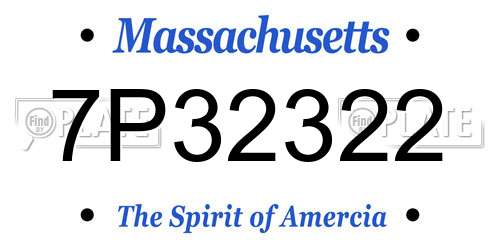 7P32322 Massachusetts License Plate