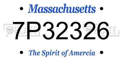 7P32326 Massachusetts License Plate