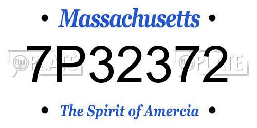 7P32372 Massachusetts License Plate