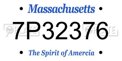 7P32376 Massachusetts License Plate