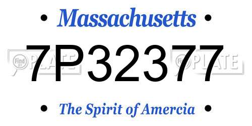 7P32377 Massachusetts License Plate