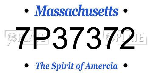 7P37372 Massachusetts License Plate