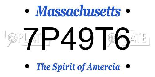 7P49T6 Massachusetts License Plate