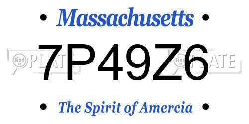 7P49Z6 Massachusetts License Plate