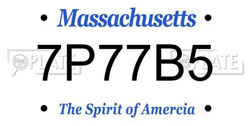 7P77B5 Massachusetts License Plate