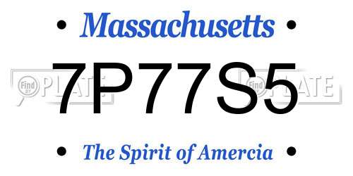 7P77S5 Massachusetts License Plate