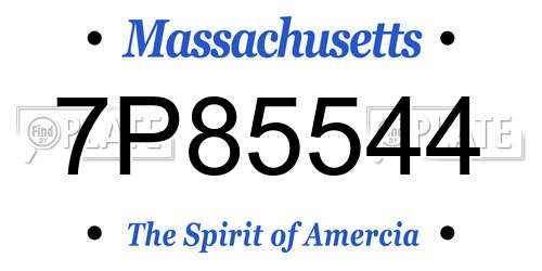 7P85544 Massachusetts License Plate