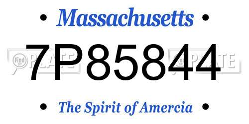 7P85844 Massachusetts License Plate