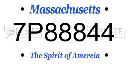 7P88844 Massachusetts License Plate