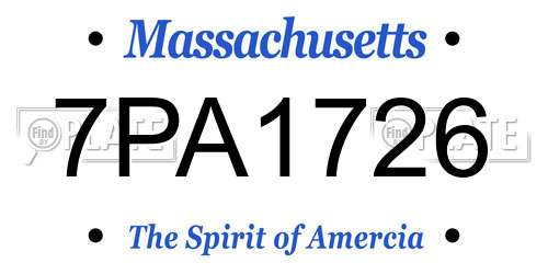7PA1726 Massachusetts License Plate