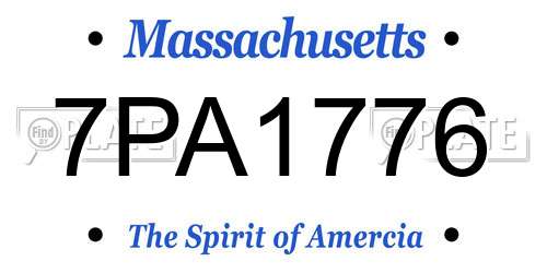 7PA1776 Massachusetts License Plate
