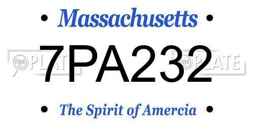 7PA232 Massachusetts License Plate