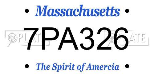 7PA326 Massachusetts License Plate