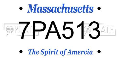 7PA513 Massachusetts License Plate