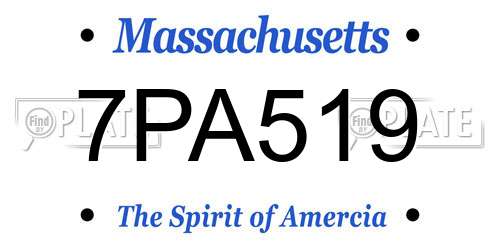 7PA519 Massachusetts License Plate