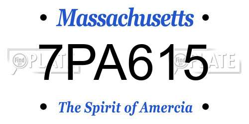 7PA615 Massachusetts License Plate