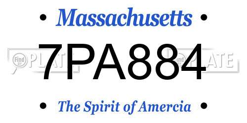 7PA884 Massachusetts License Plate