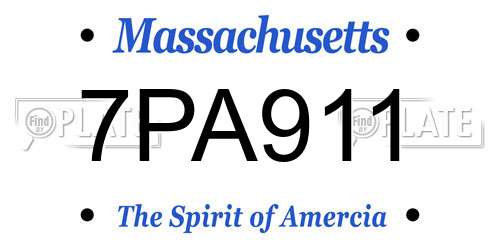 7PA911 Massachusetts License Plate