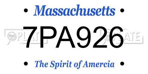 7PA926 Massachusetts License Plate
