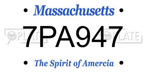 7PA947 Massachusetts License Plate