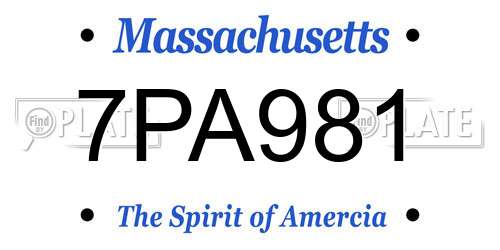 7PA981 Massachusetts License Plate