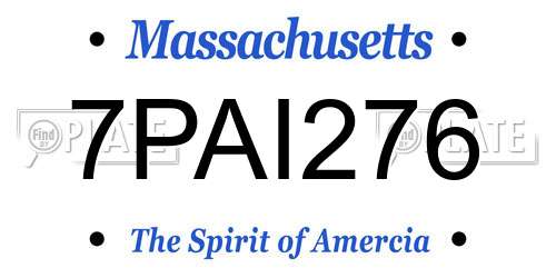7PAI276 Massachusetts License Plate