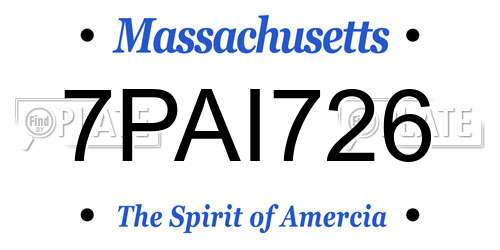 7PAI726 Massachusetts License Plate