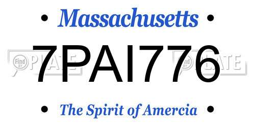 7PAI776 Massachusetts License Plate