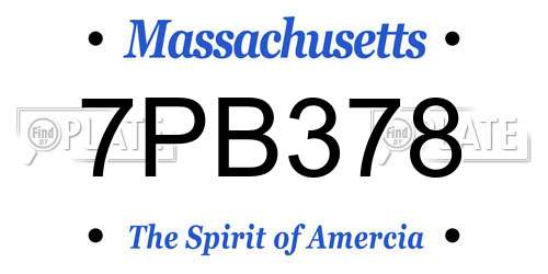 7PB378 Massachusetts License Plate