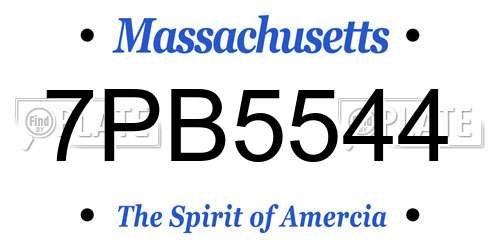 7PB5544 Massachusetts License Plate