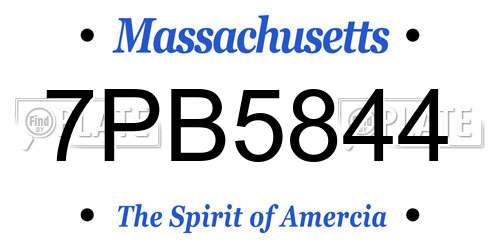 7PB5844 Massachusetts License Plate