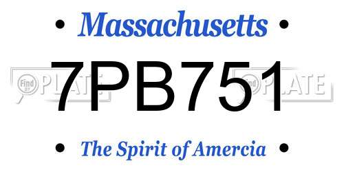 7PB751 Massachusetts License Plate