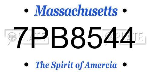 7PB8544 Massachusetts License Plate