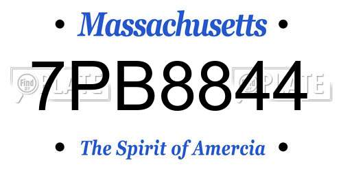 7PB8844 Massachusetts License Plate