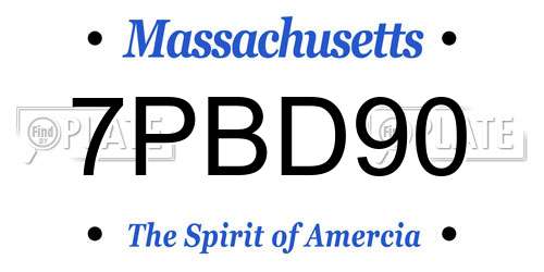7PBD90 Massachusetts License Plate