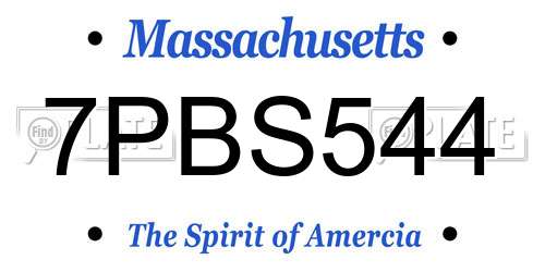 7PBS544 Massachusetts License Plate