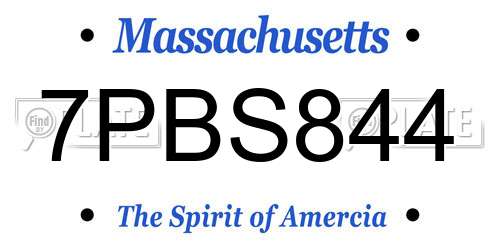 7PBS844 Massachusetts License Plate