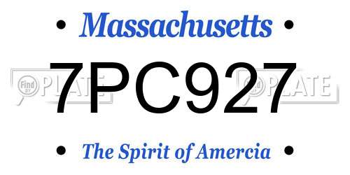 7PC927 Massachusetts License Plate