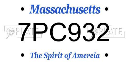 7PC932 Massachusetts License Plate