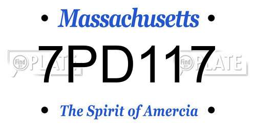 7PD117 Massachusetts License Plate