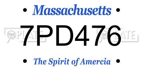 7PD476 Massachusetts License Plate