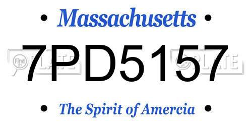 7PD5157 Massachusetts License Plate