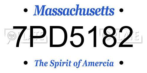 7PD5182 Massachusetts License Plate