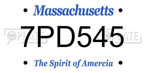 7PD545 Massachusetts License Plate