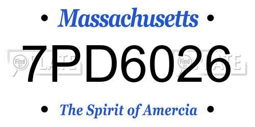 7PD6026 Massachusetts License Plate