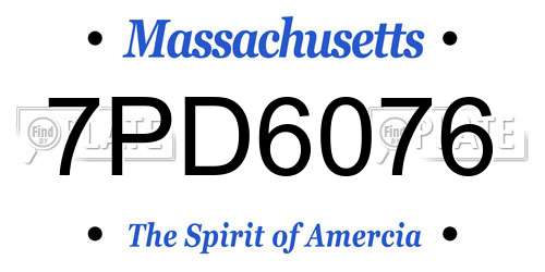 7PD6076 Massachusetts License Plate