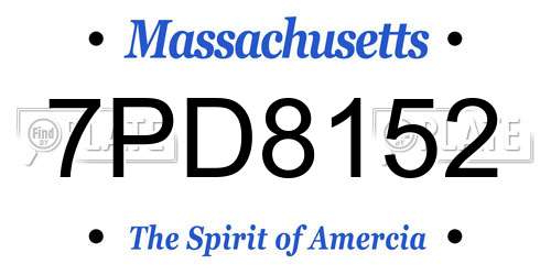 7PD8152 Massachusetts License Plate