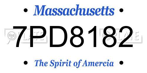 7PD8182 Massachusetts License Plate