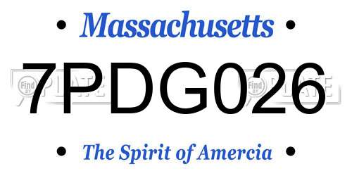 7PDG026 Massachusetts License Plate